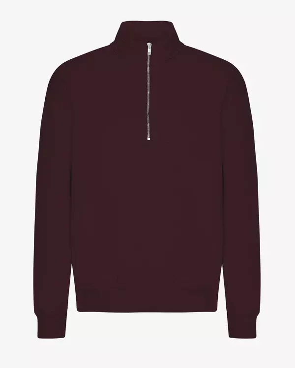 Colorful Standard Organic Quarter Zip Unisex Oxblood Red Dunkelrot 